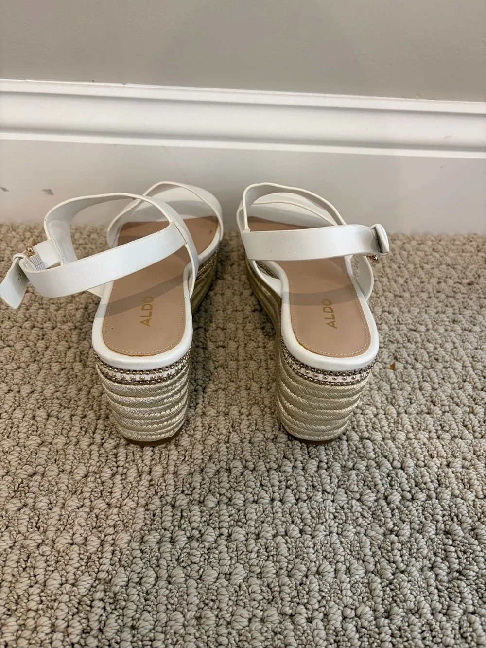 Aldo White Double-Strap Platform Espadrille Sandals